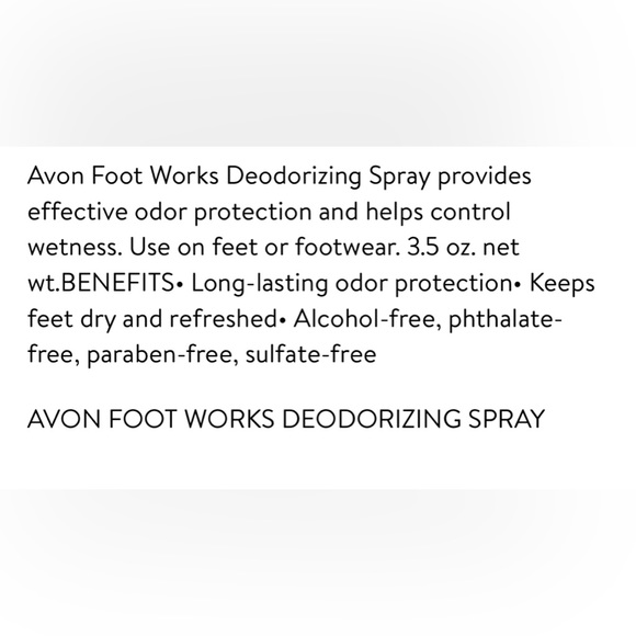 Avon Foot Works Deodorizing Spray| 3.5 oz - Picture 2 of 2